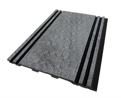Modern Griż Stone Texture PS Wall Panel B'wiċċ Ġeometriku